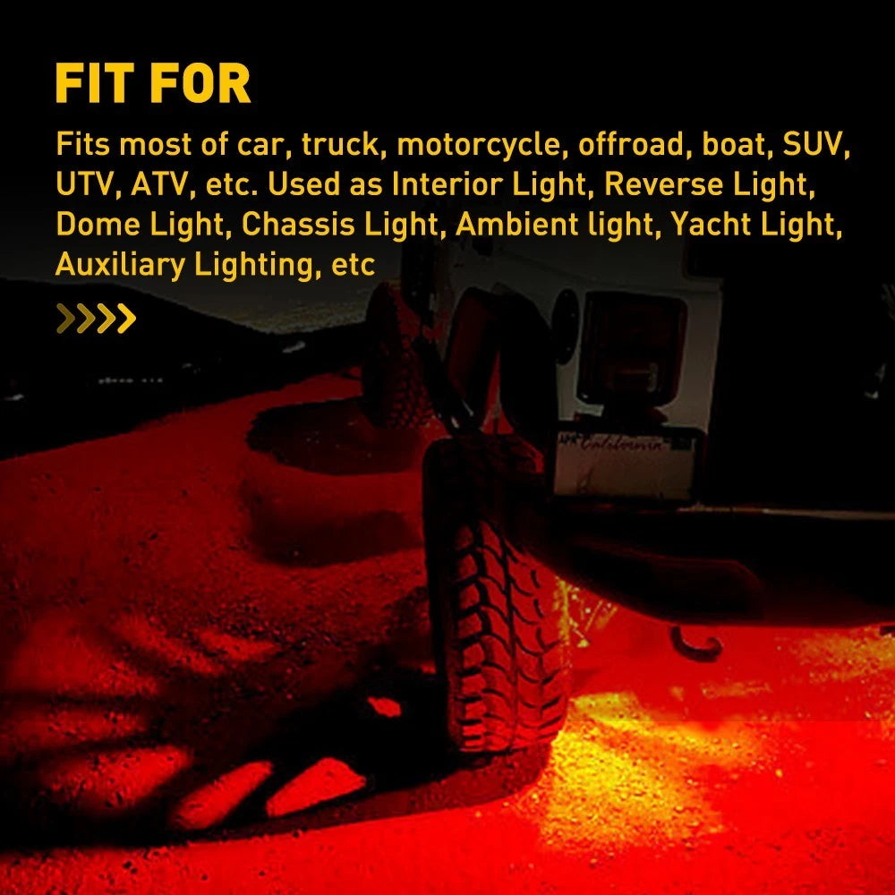 Set of 8 Red LED Rock Lights for Off-Road Vehicles