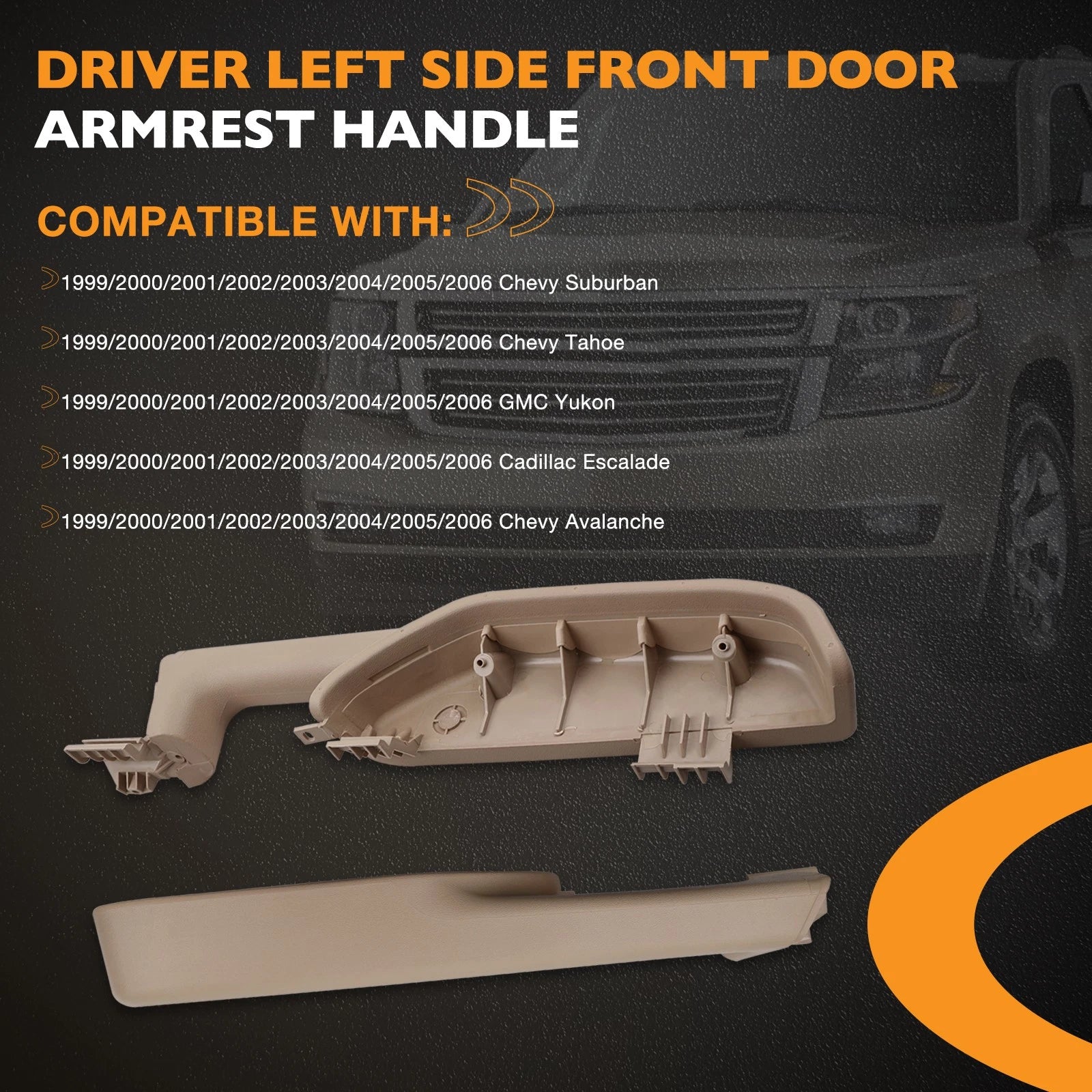 Front Passenger Side Door Armrest Handle for Chevy Suburban GMC (1999–2006)