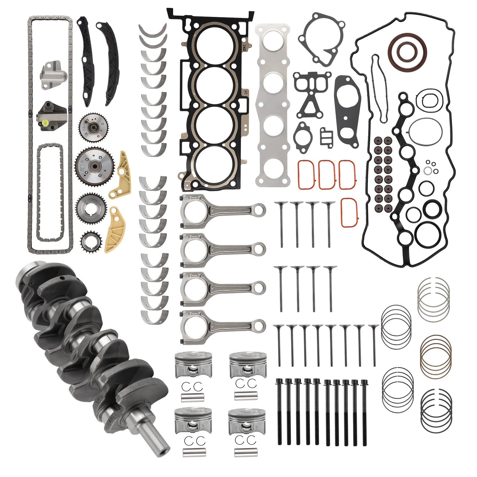 Engine Rebuild Kit w/ Crankshaft & Con Rods Timing Set for Hyundai KIA (G4KH)