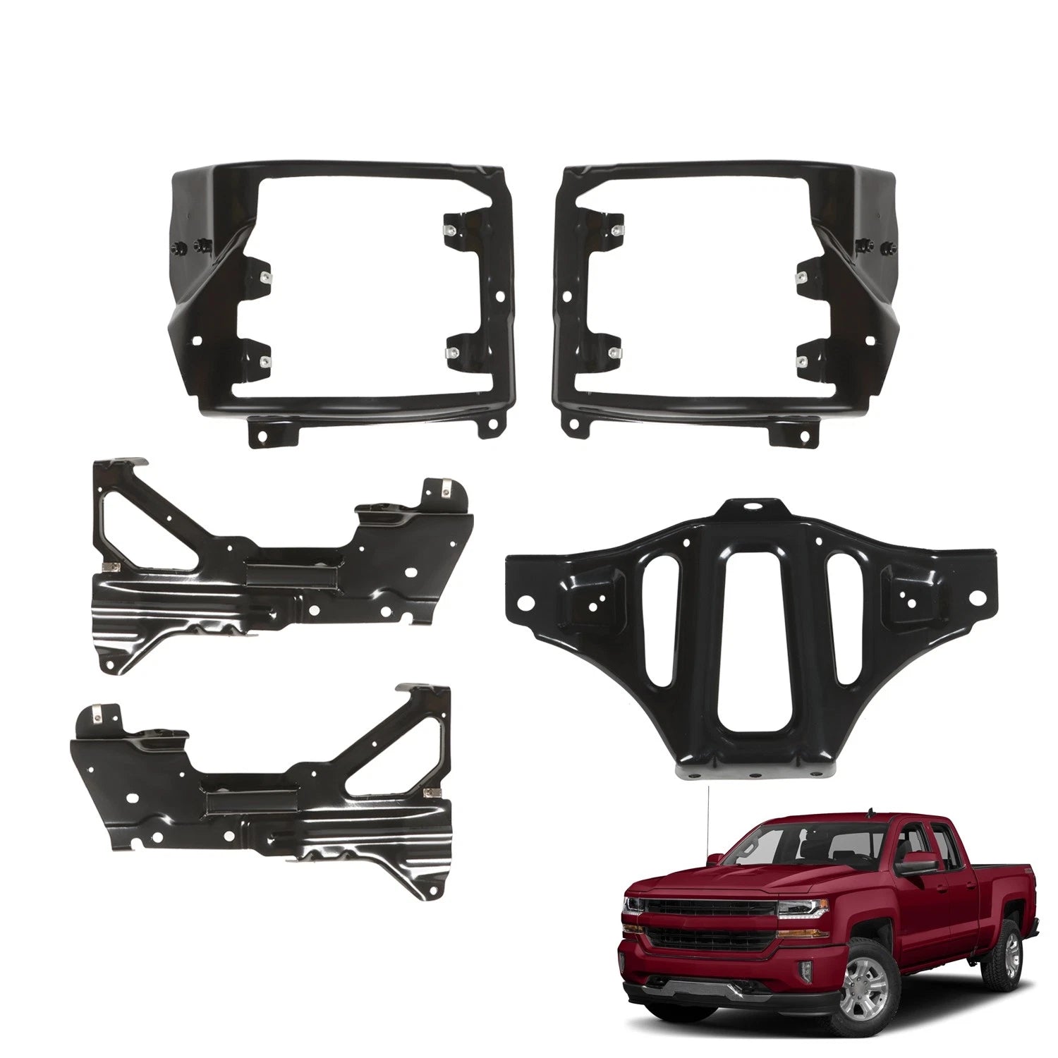Bumper Support & Mount Bracket Set for Chevrolet Silverado 1500 (2016–2018)