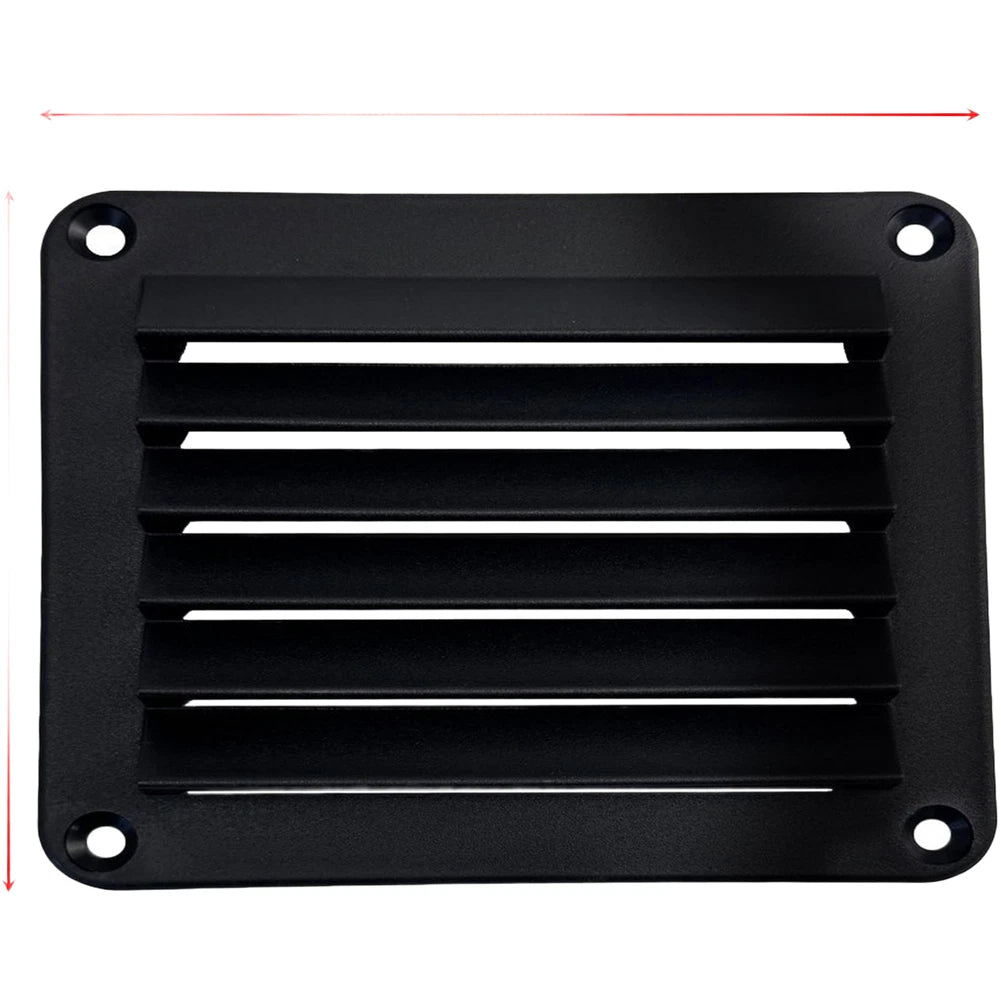 Black Square Nylon Louver Grille for Marine Air Vent Outlets (140mm x 123mm)