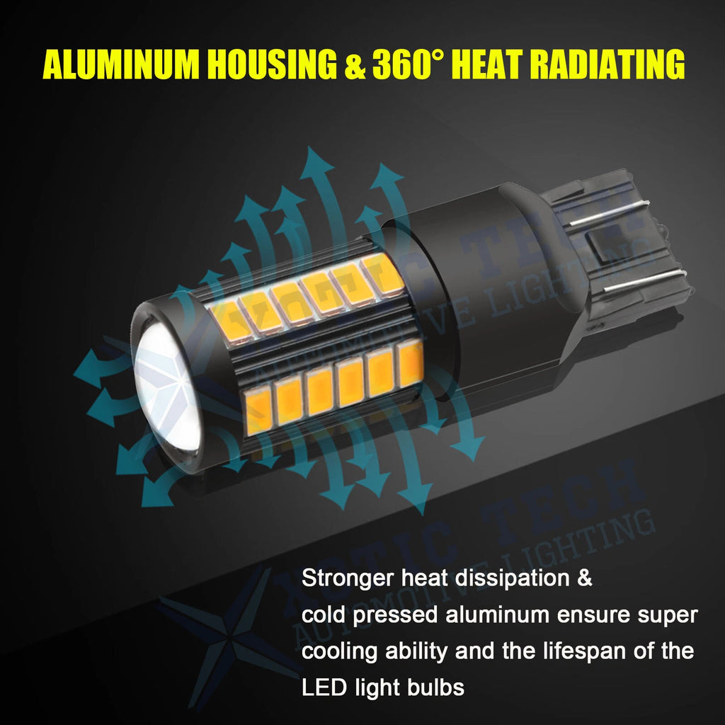 Bright Amber LED Front Turn Signal Light Bulb for T20 7444 (7443-7440)