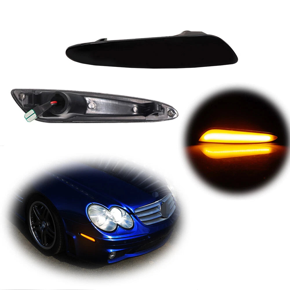 Smoked Lens Amber LED Front Side Marker Lights for Benz E320 E350 E500 E55 AMG