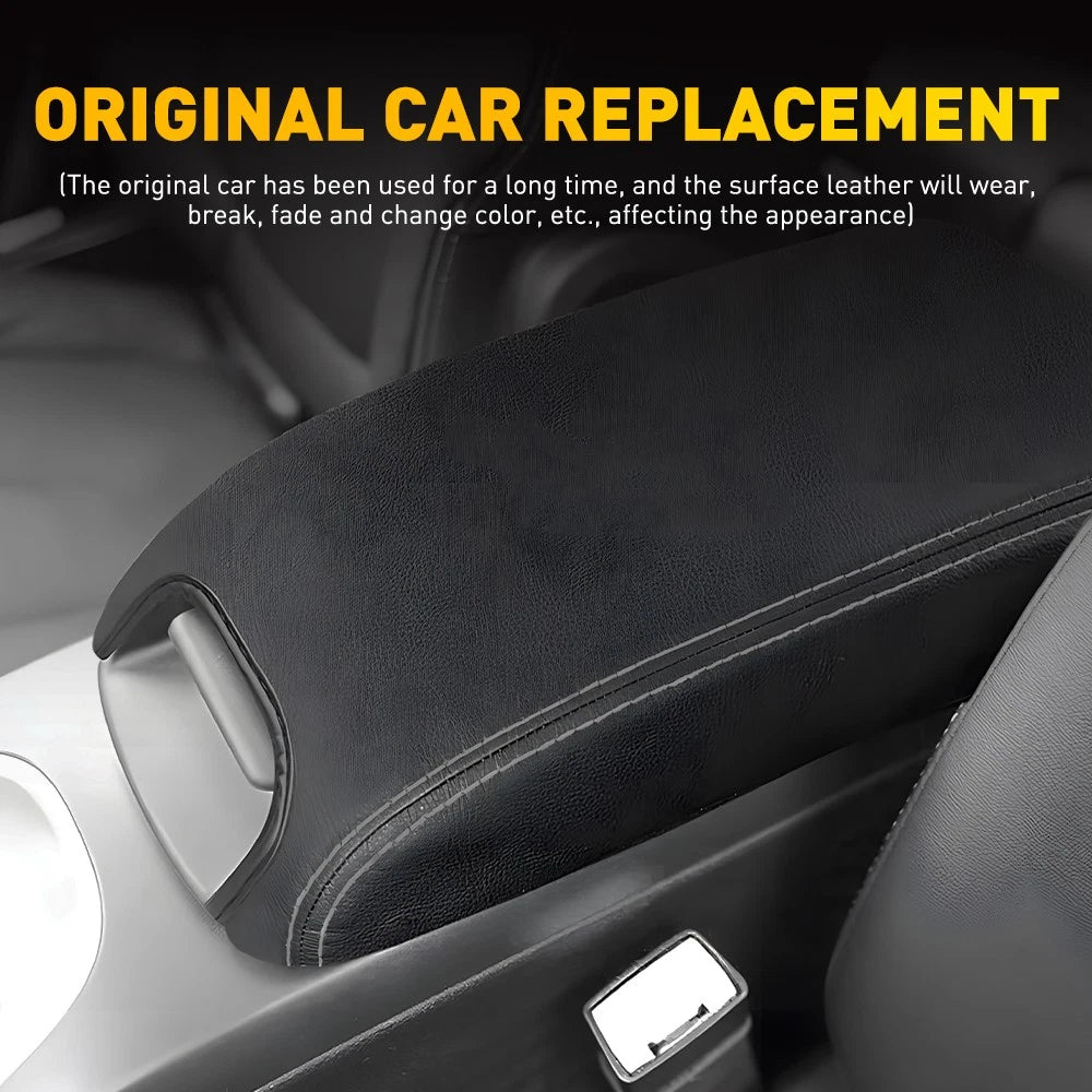 Black Leather Center Console Lid Armrest Cover Pad for Dodge Journey (2011–2020) EPY