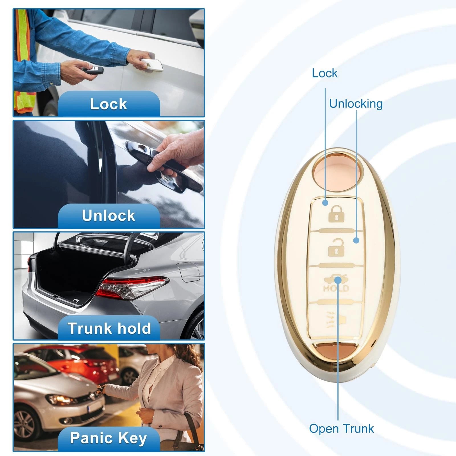 Silicone Key Fob Case Cover for Nissan Altima Sentra Maxima (2010–2023)