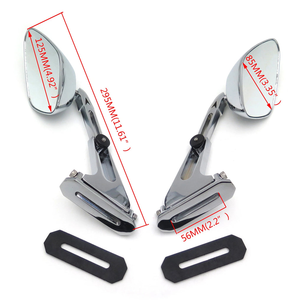 Set of 2 Chromed Diamond Shape Rearview Mirrors for Honda Suzuki Yamaha Kawasaki