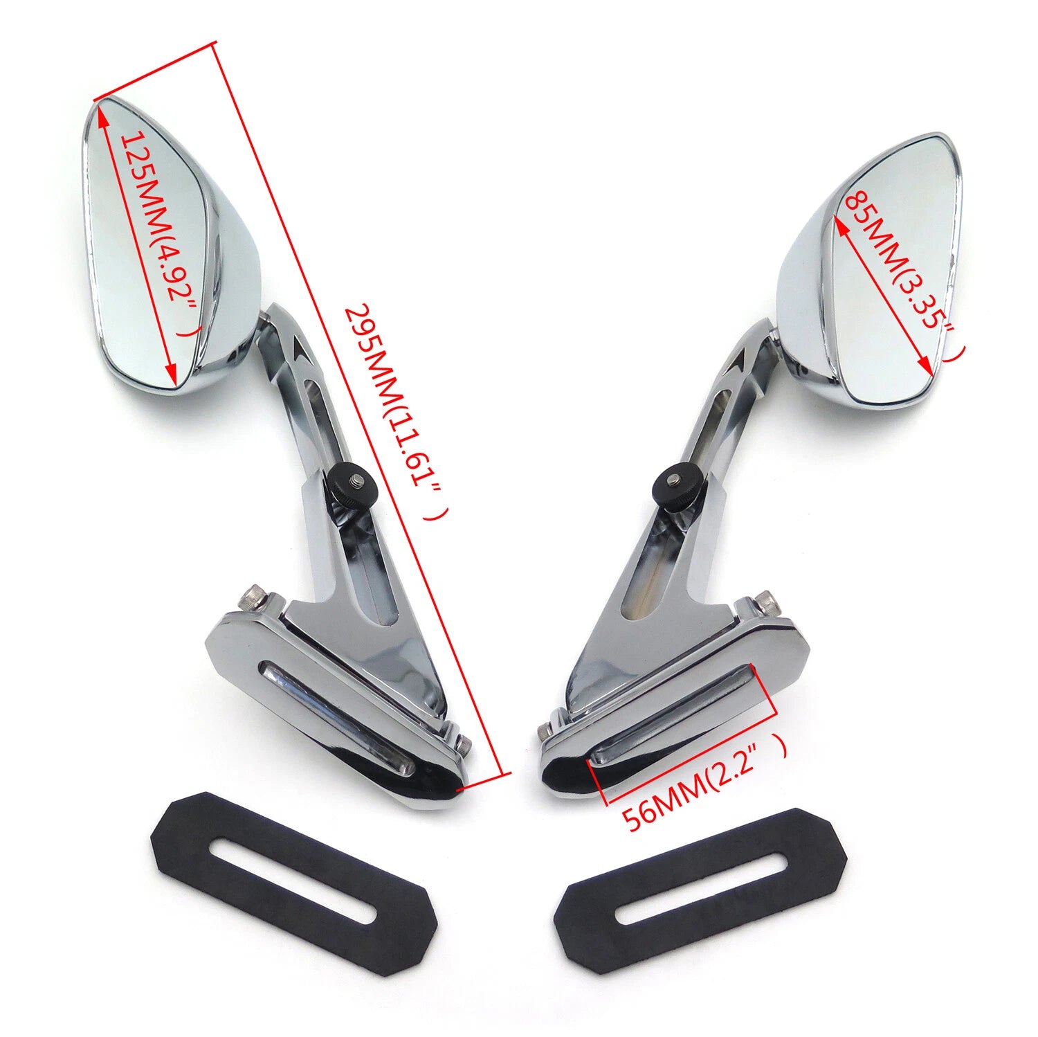 Set of 2 Chromed Diamond Shape Rearview Mirrors for Honda Suzuki Yamaha Kawasaki