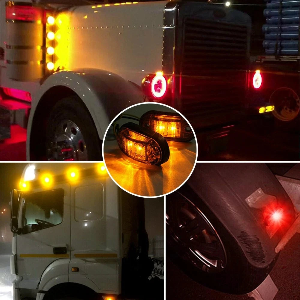 10 Pcs Amber Oval LED Side Clearance Marker Lights for Car Truck Trailer