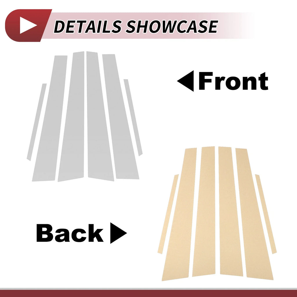 Set of 6 Door Pillar Window Trim for Lexus ES (1997–2001) Silver Tone