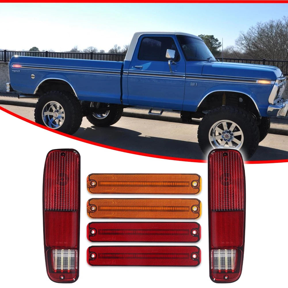 Set of 6 LED Tail Light & Side Marker Lamps for Ford F150 F250 E150 (1973–1979)