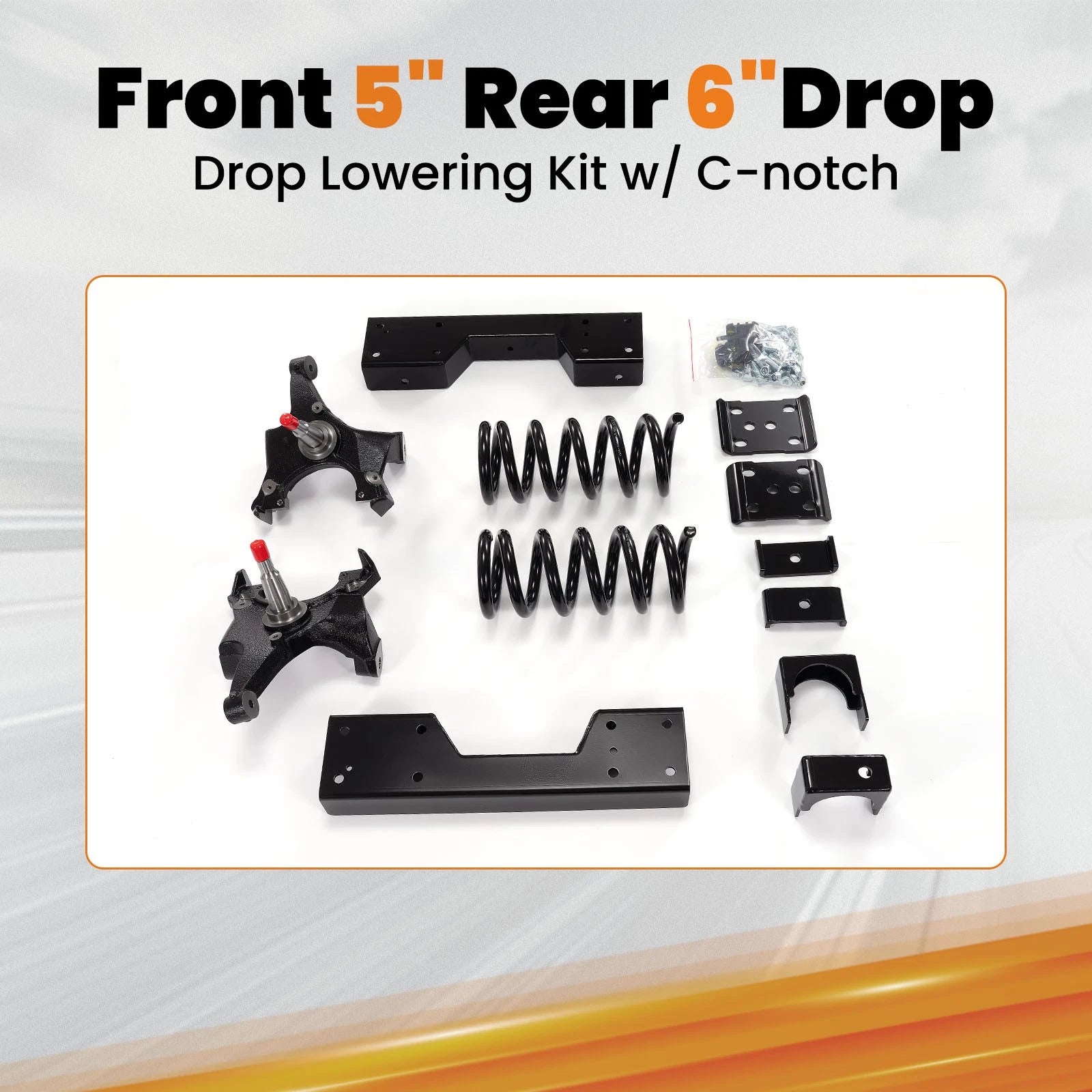 5/6" Drop Kit Spindle + Coils + Flip + C Notch for Chevy GMC C1500 (1988–1998)