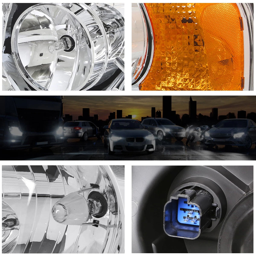 Chrome Housing Headlight & Amber Side Corner Lamps for Ford Expedition (2003–2006)