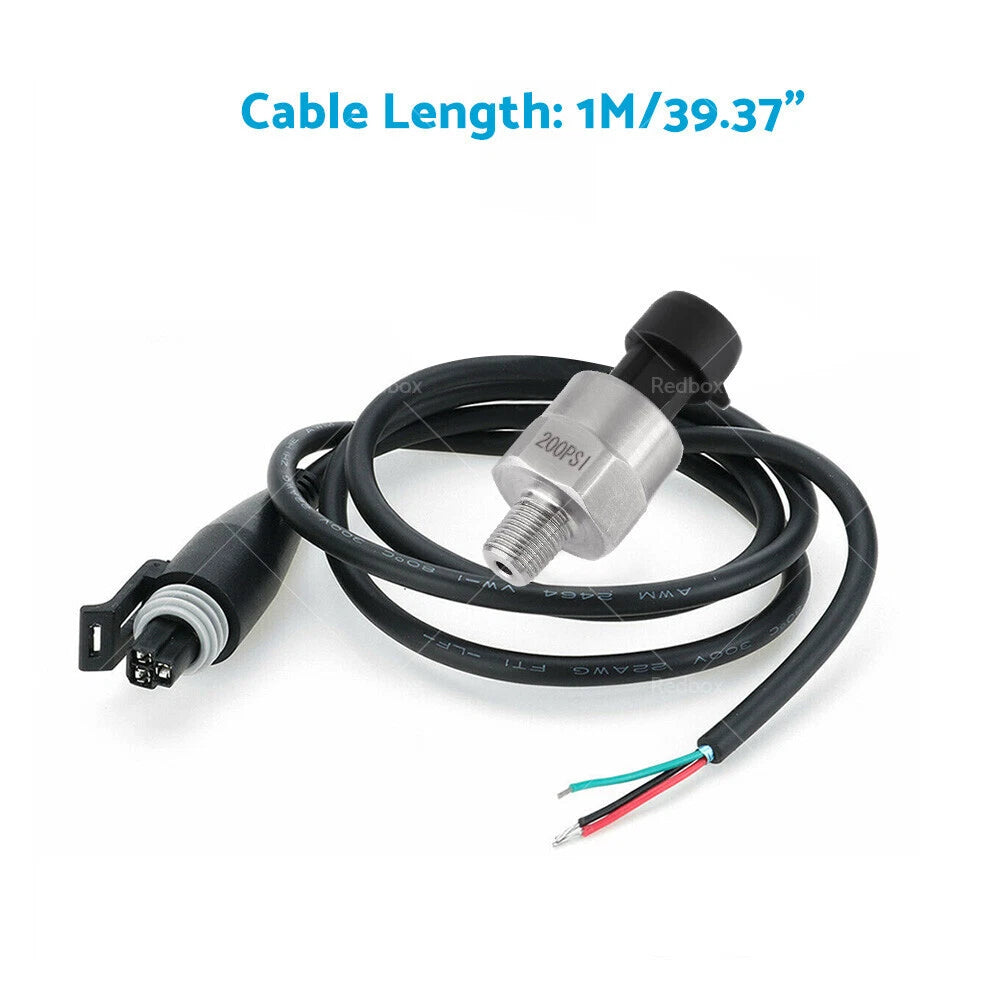 Pressure Transducer Sender Sensor for Air Oil Fuel (200PSI, 5V)