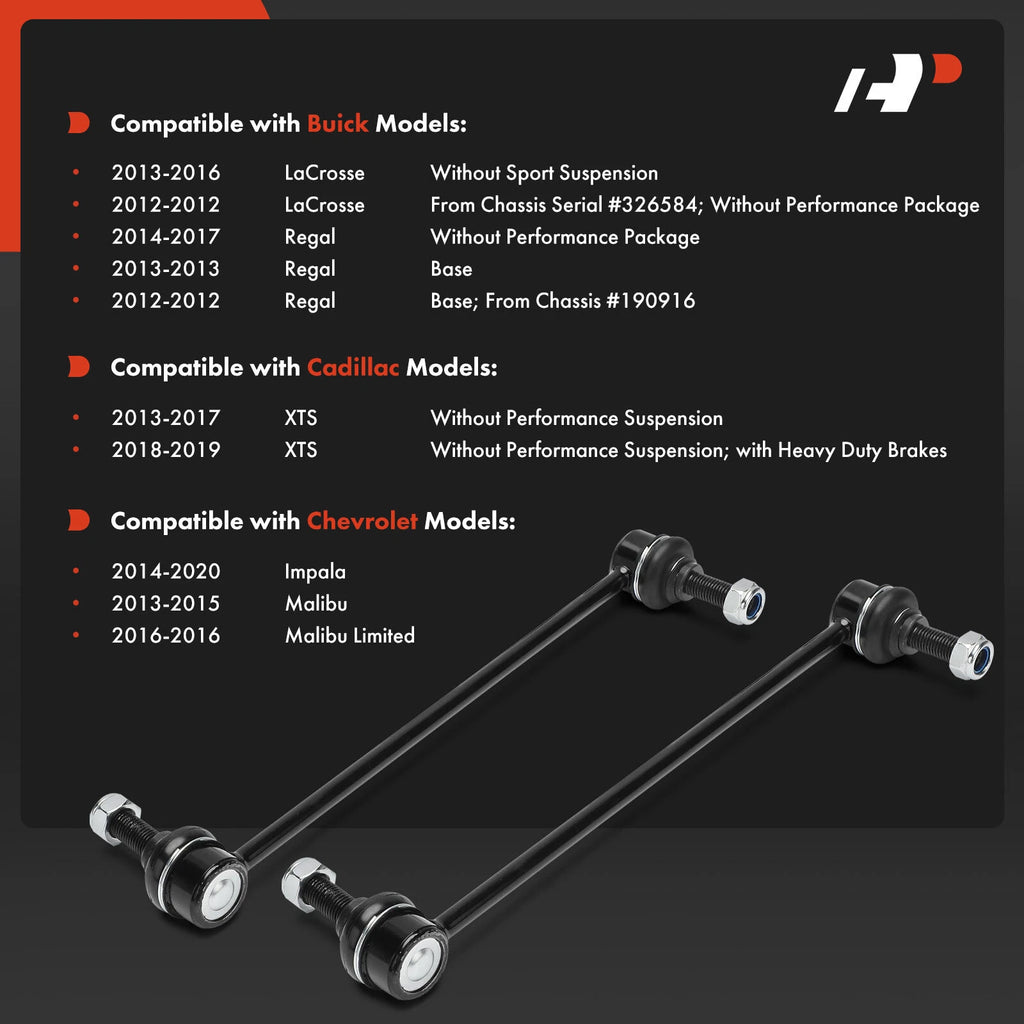 2X Front Sway Bar Link for Chevrolet Malibu, Impala, Buick LaCrosse (2013–2015)