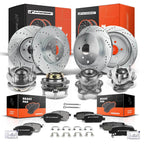 Drilled Brake Rotors & Pads + Hub Bearings for Nissan Murano 