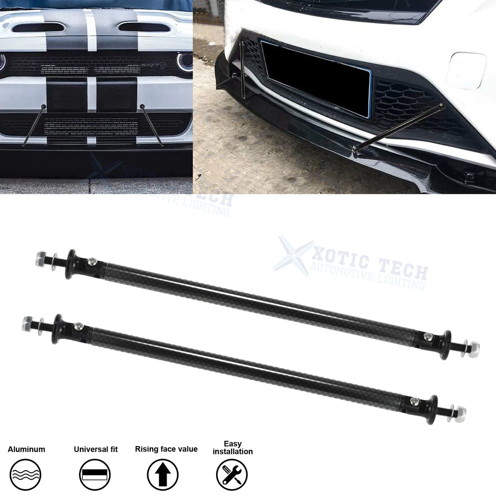 Universal Carbon Fiber Look Front Bumper Lip for Strut Rod Tie Bar (2pc)
