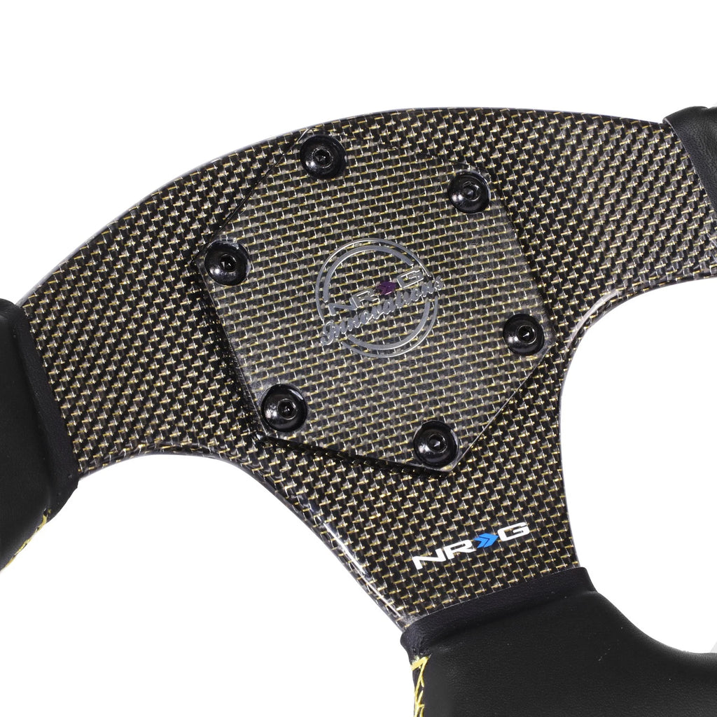 320mm Flat Dish Steering Wheel for NRG (3-Spoke, Yellow Stripe, Suede)