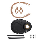 Black Steel Timing Chain Cover Set for Chevy Small Block (1958–1986)