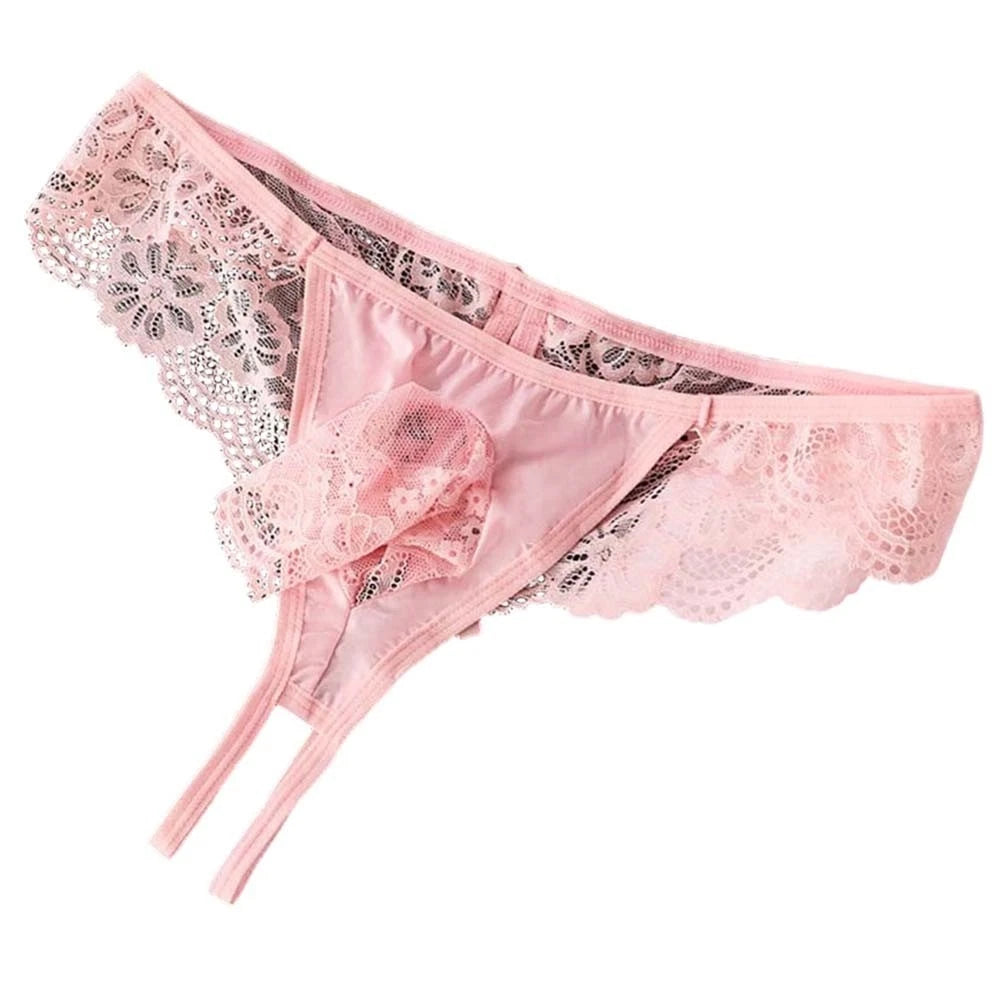 Bow Lace Thongs for Men - Sexy Underwear with Bow Decoration