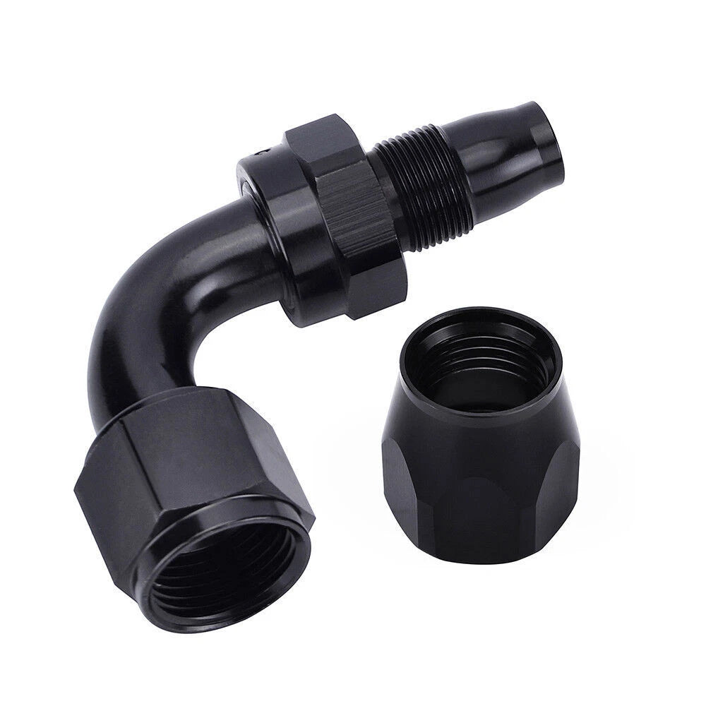 2Pcs AN6 90° Black Swivel Hose End Fitting Adaptor for Oil Fuel Line