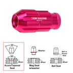 Set of 20 Pink Open-End Aluminum Wheel Lug Nuts M12X1.5 24mm OD 50mm Tall