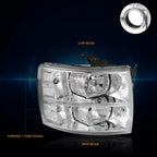 Headlight Replacement for Chevy Silverado (2007–2014) Chrome Housing Clear Corner