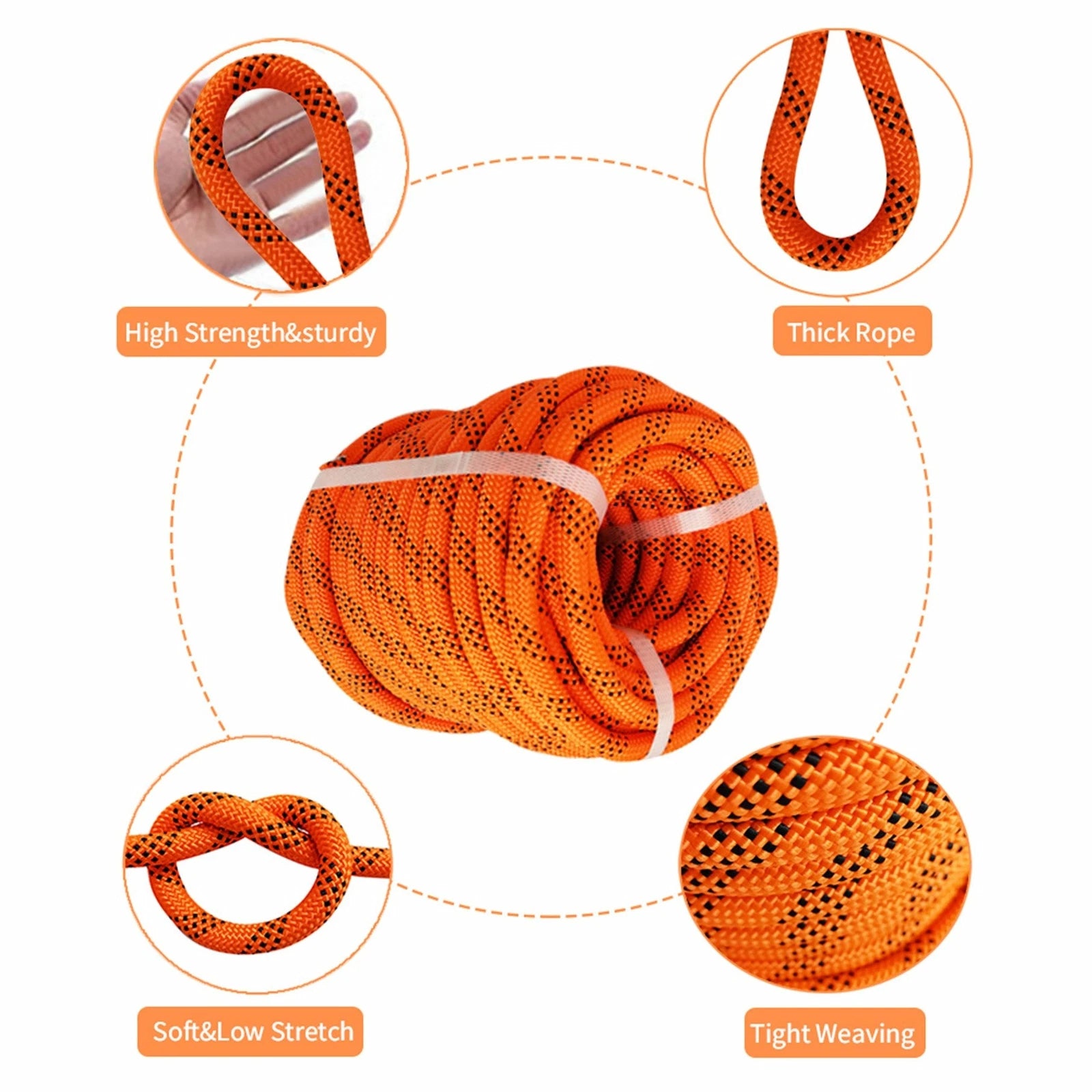 1/2" Double Braid Rope for Heavy-Duty Use (100ft, 6180lbs Breaking Strength)