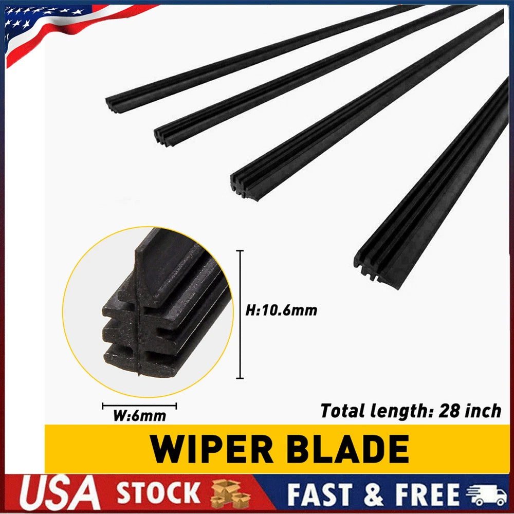 Set of 4 Rubber Frameless Windshield Wiper Blades for Car Bus (Universal)