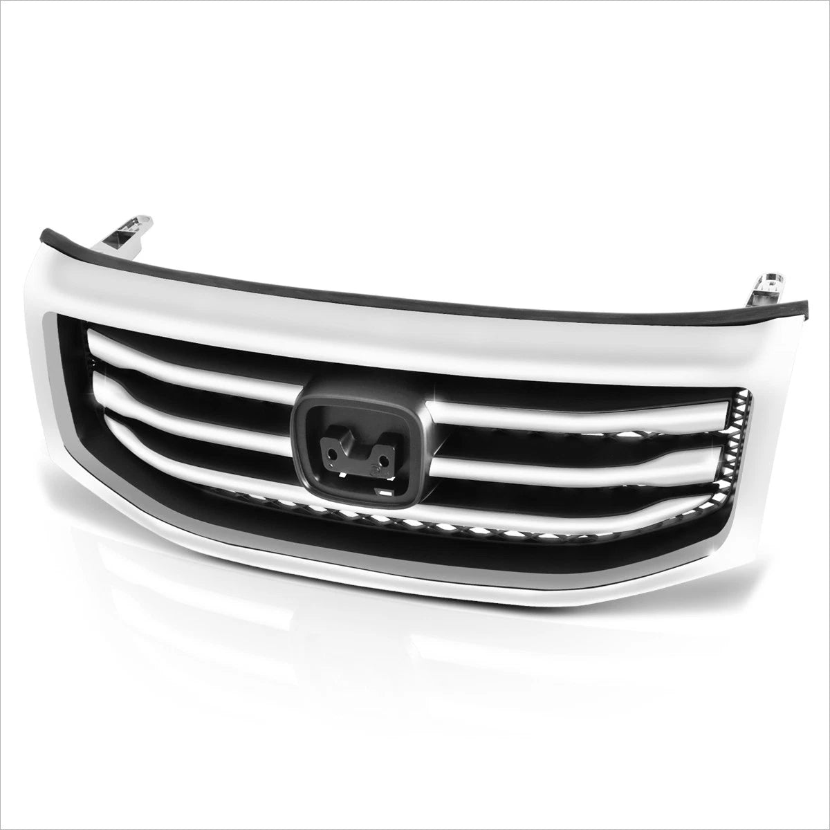 Front Upper Grille Assembly for Honda Pilot (2012–2015) w/Badge Slot, Chrome Moulding