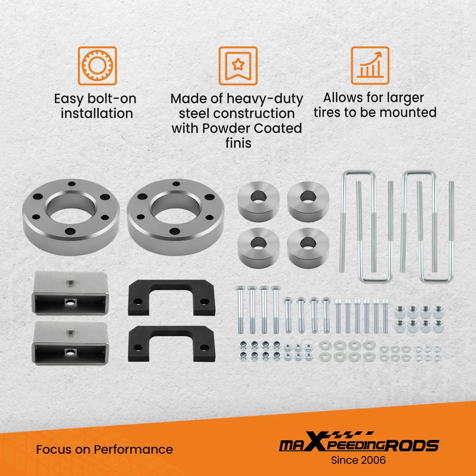 3 Inch Front 2 Inch Rear Lift Kit for GMC Sierra, Chevy Silverado 1500 (2007–2020)