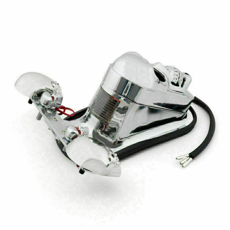 Chrome Motorcycle Skull Integrated Brake Stop Tail Turn Signal Light for T9