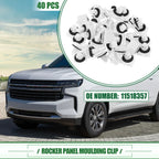 40 Pcs Rocker Panel Clips for Chevrolet Avalanche (2007–2013) No. 11518357 White