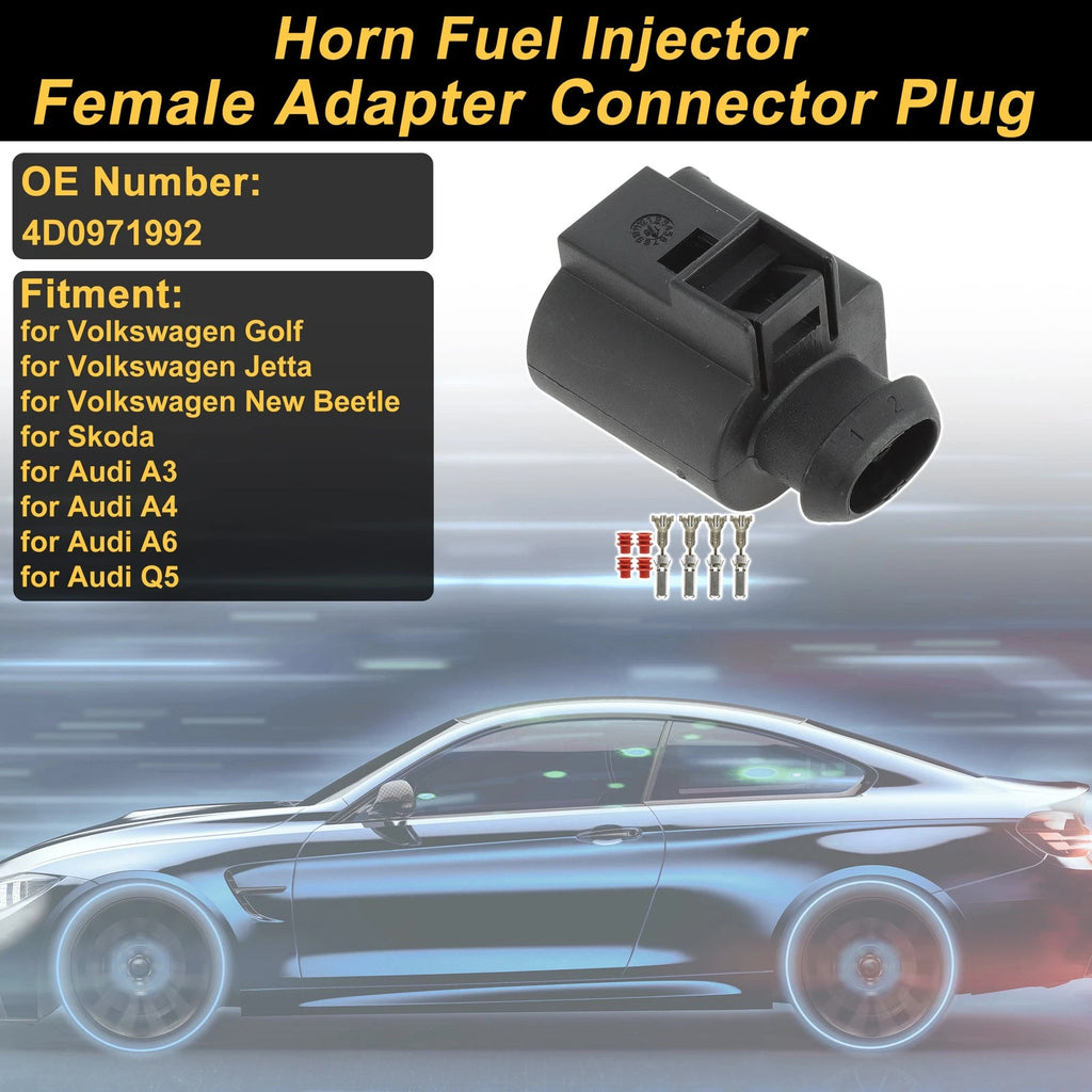 2 Pin Horn Fuel Injector Connector Plug for Volkswagen Golf 