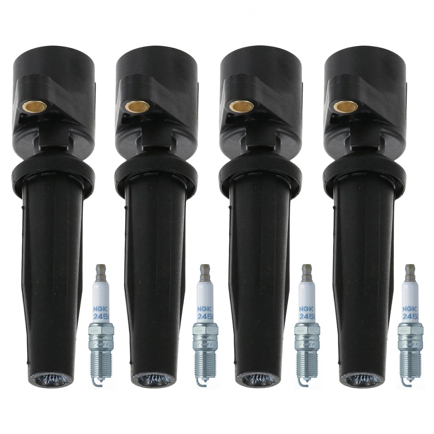 Set of 4 Ignition Coils & NGK Laser Platinum Spark Plugs for Escape Mariner (2001–2012)