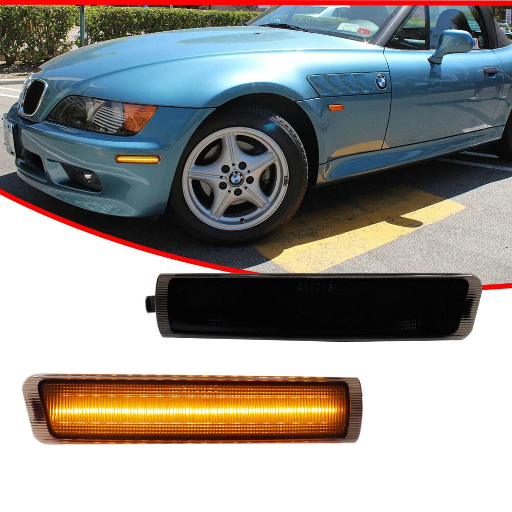 Smoked Amber LED Front Side Marker Lights for BMW Z3 M Coupe Roadster (1996–2002)