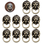 10Pcs Vintage Lion Head Pull Handle Ring Knob for Cabinet Drawer Furniture