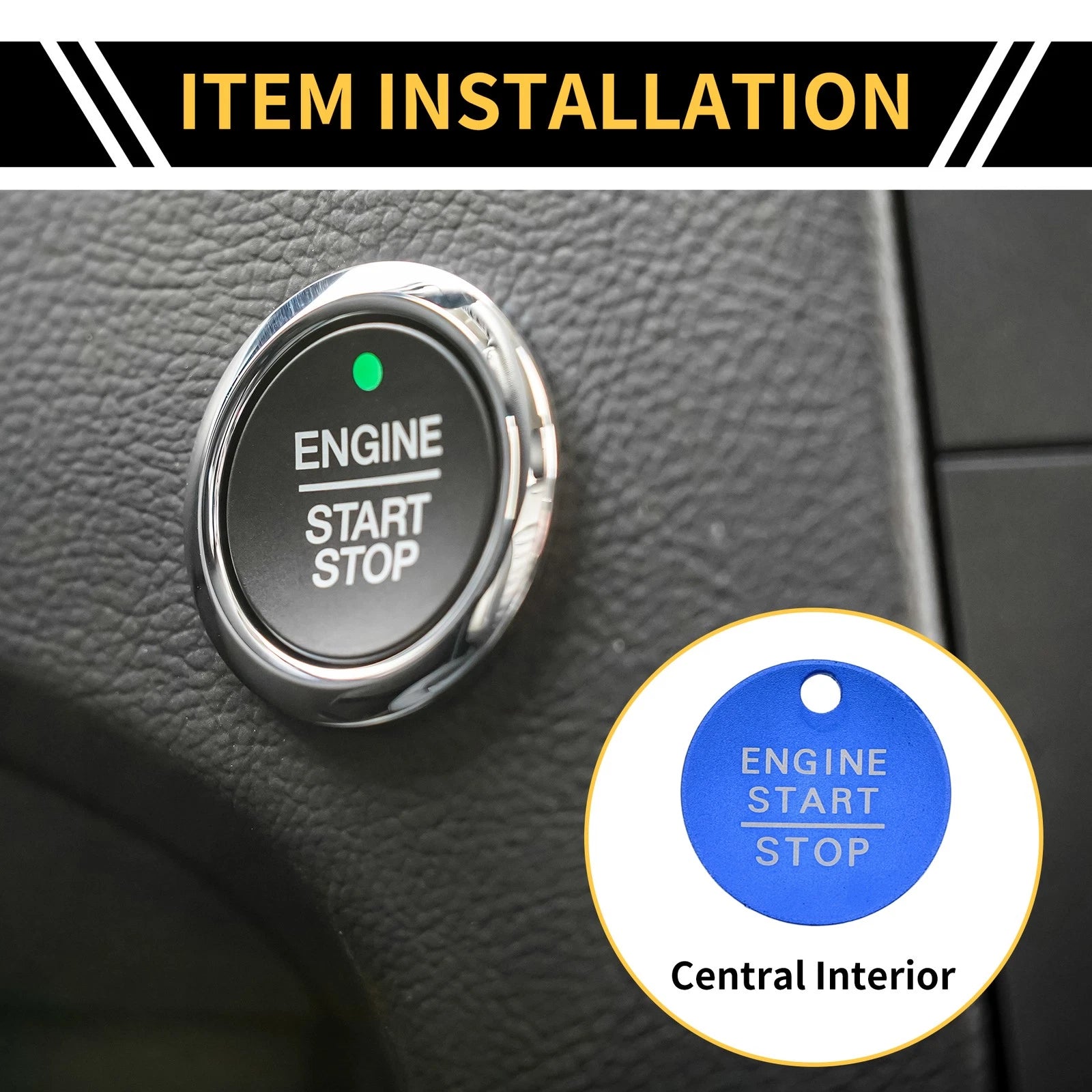 Engine Start Stop Button Control Switch Knob Cover for Ford F-150 (2016–2021) Blue