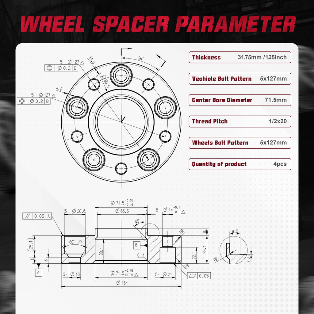 1.25 Inch Hubcentric Wheel Spacers for Jeep Wrangler Grand Cherokee (2007–2023)