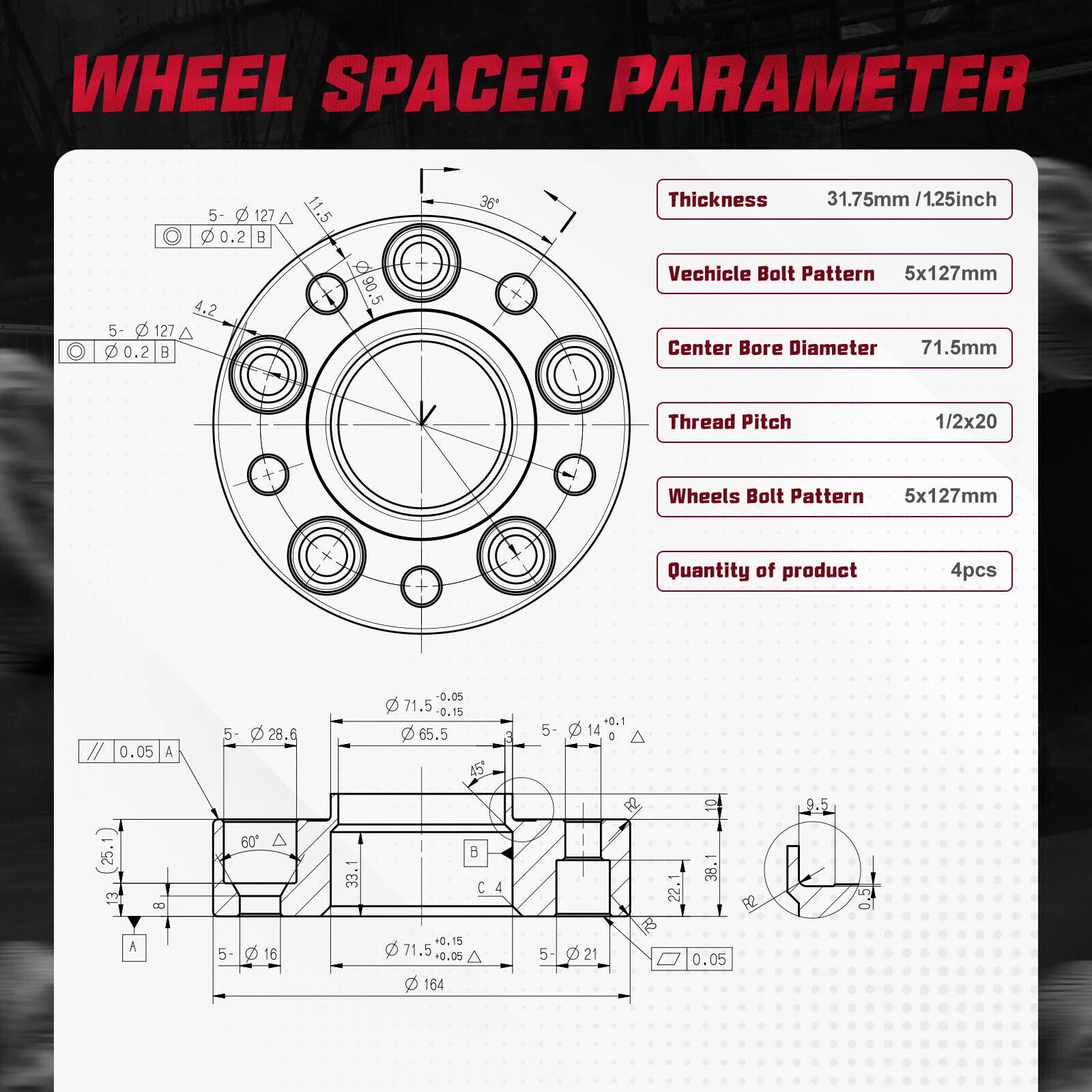 1.25 Inch Hubcentric Wheel Spacers for Jeep Wrangler Grand Cherokee (2007–2023)