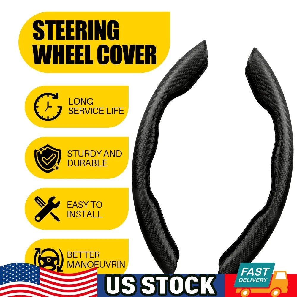 Steering Wheel Booster Cover for Universal Vehicles (Black Carbon Fiber)