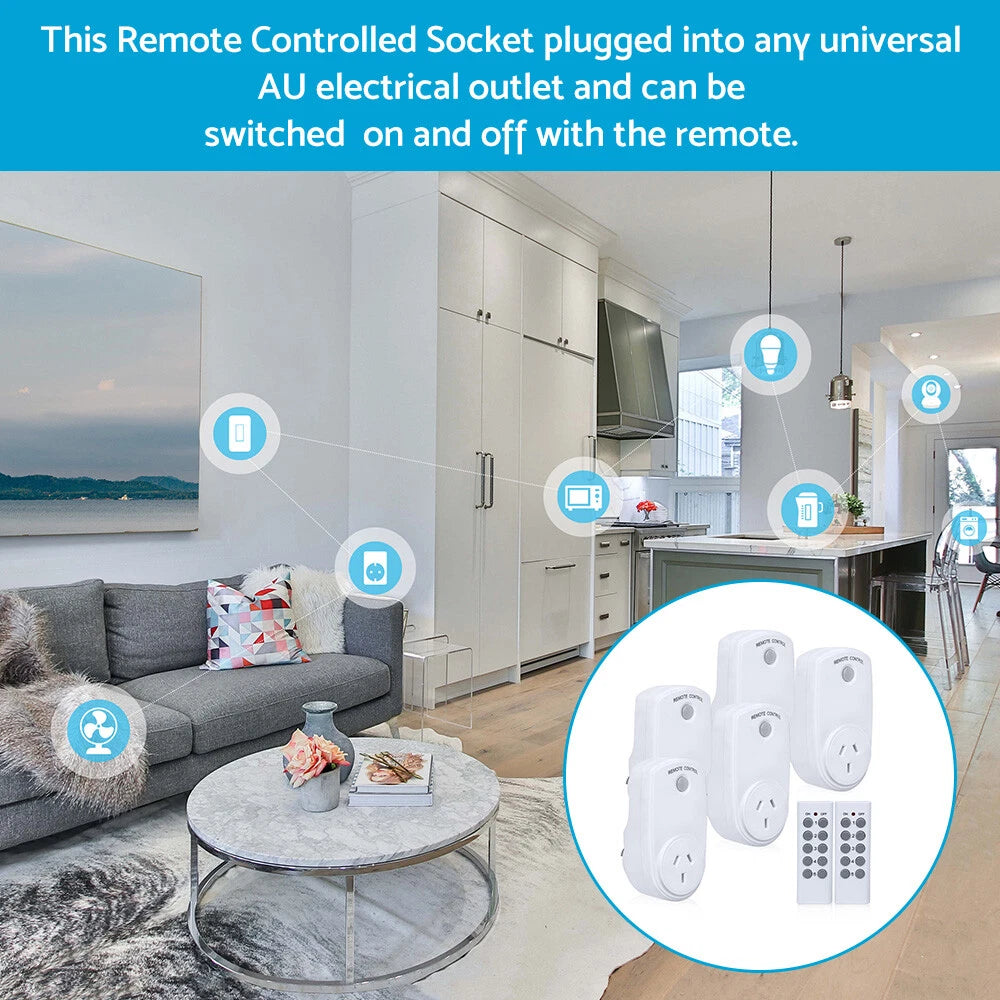 5X Wireless Power Switch Sockets & 2 Remote Controllers for AU