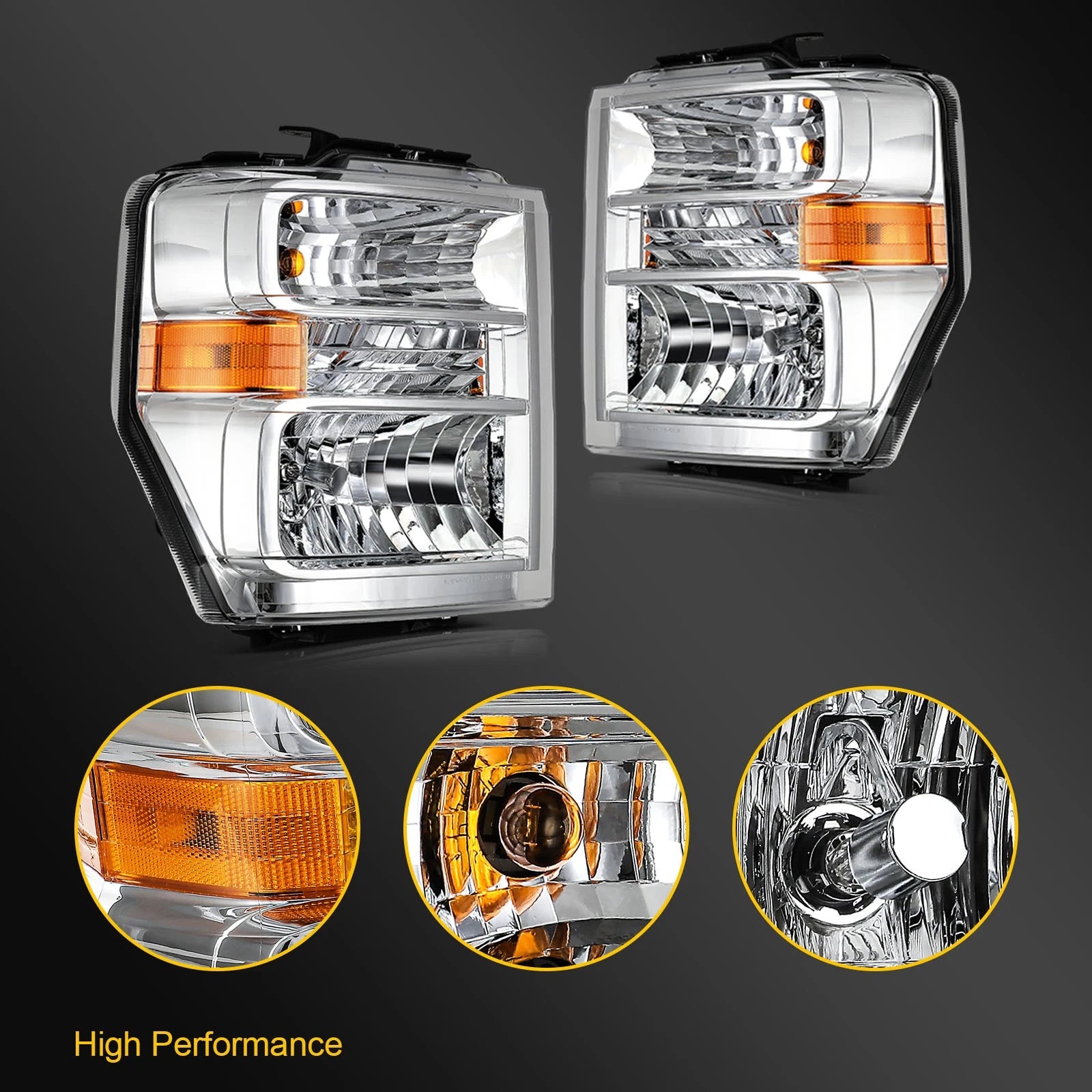 Headlight Assembly for Ford E150-E450 F650 Truck Van (2008–2021) Pair