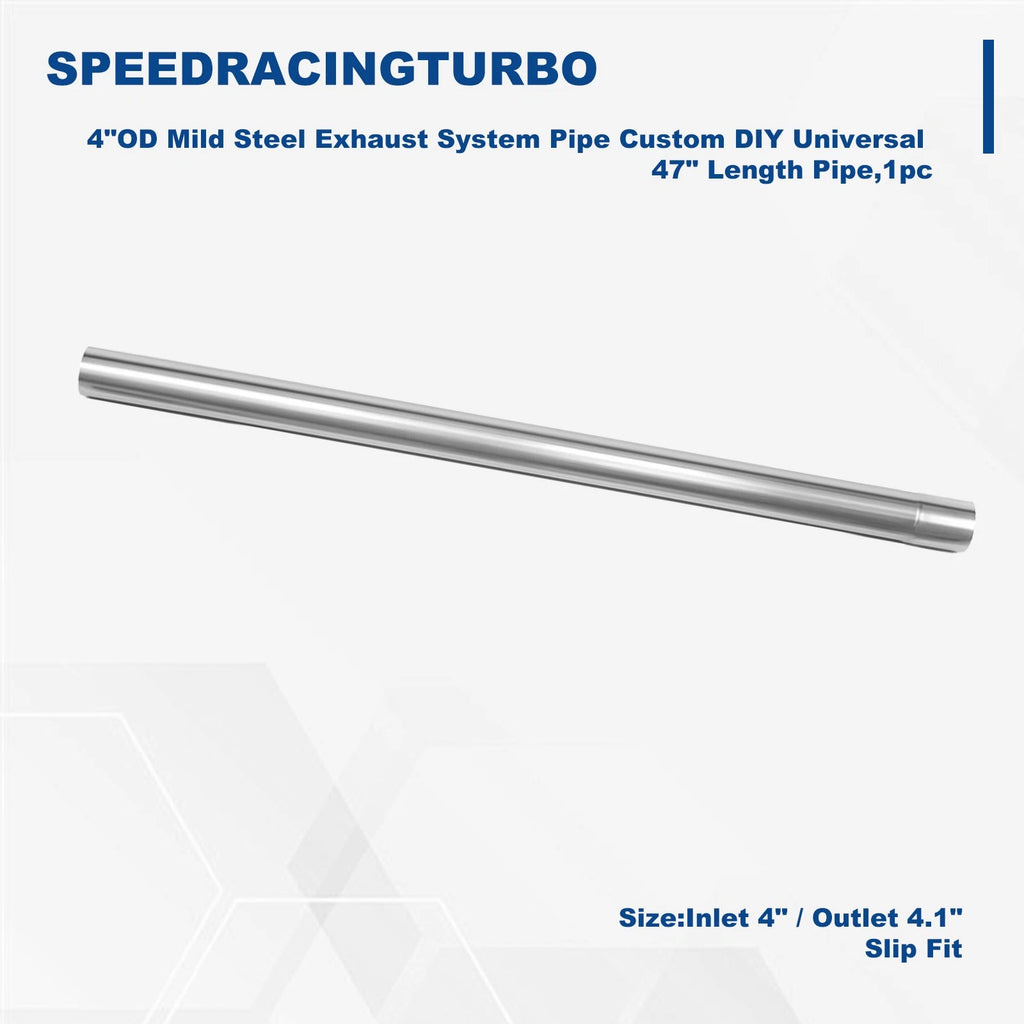 4" OD Universal Mild Steel Exhaust System Pipe 47" Length