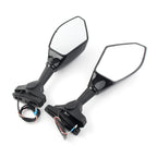 Rearview Mirror with LED Turn Signal for Honda Kawasaki Yamaha Suzuki Motorcycle
