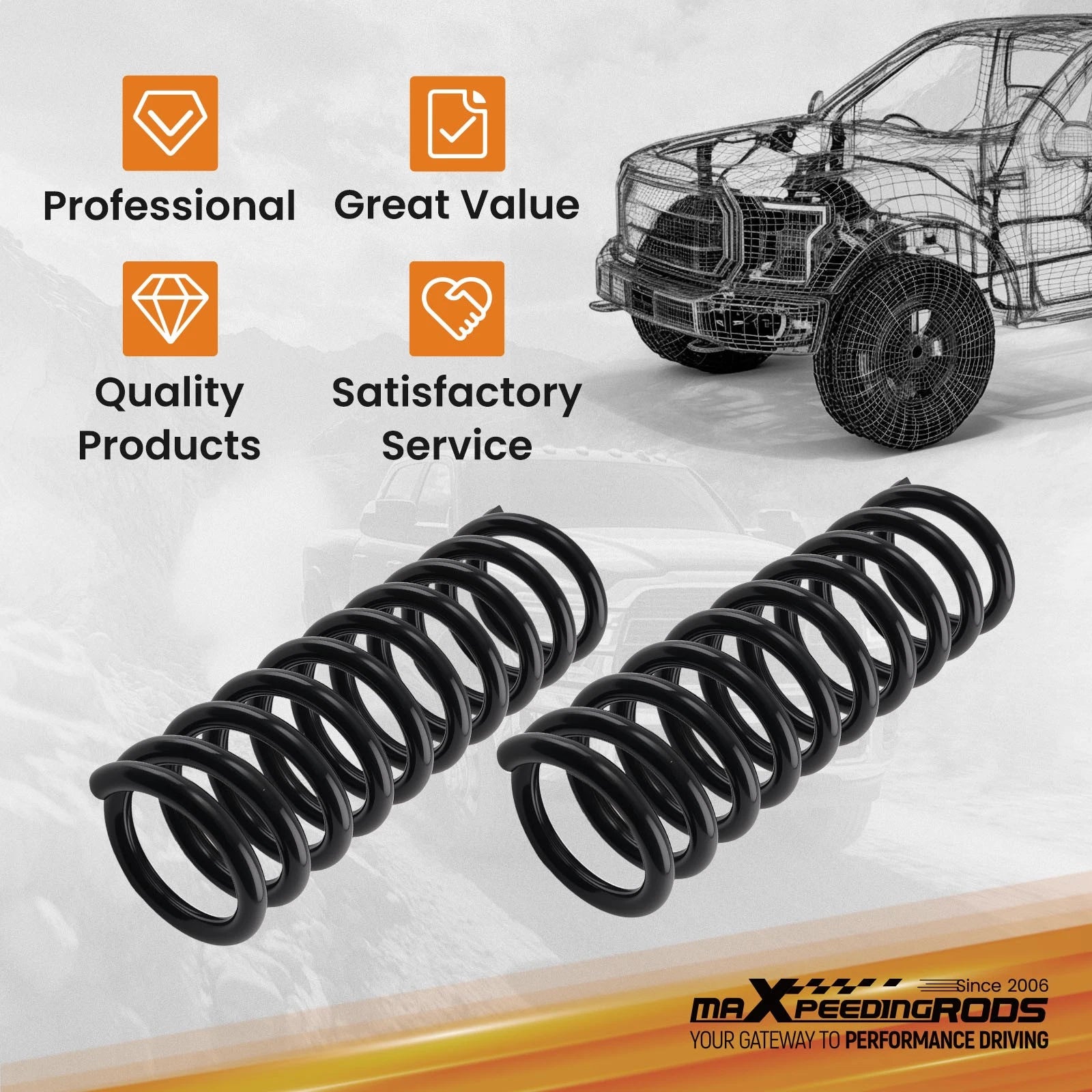 2-2.5" Front Suspension Lift Spring for Ram 2500 2014-2024, 3500 2013-2024