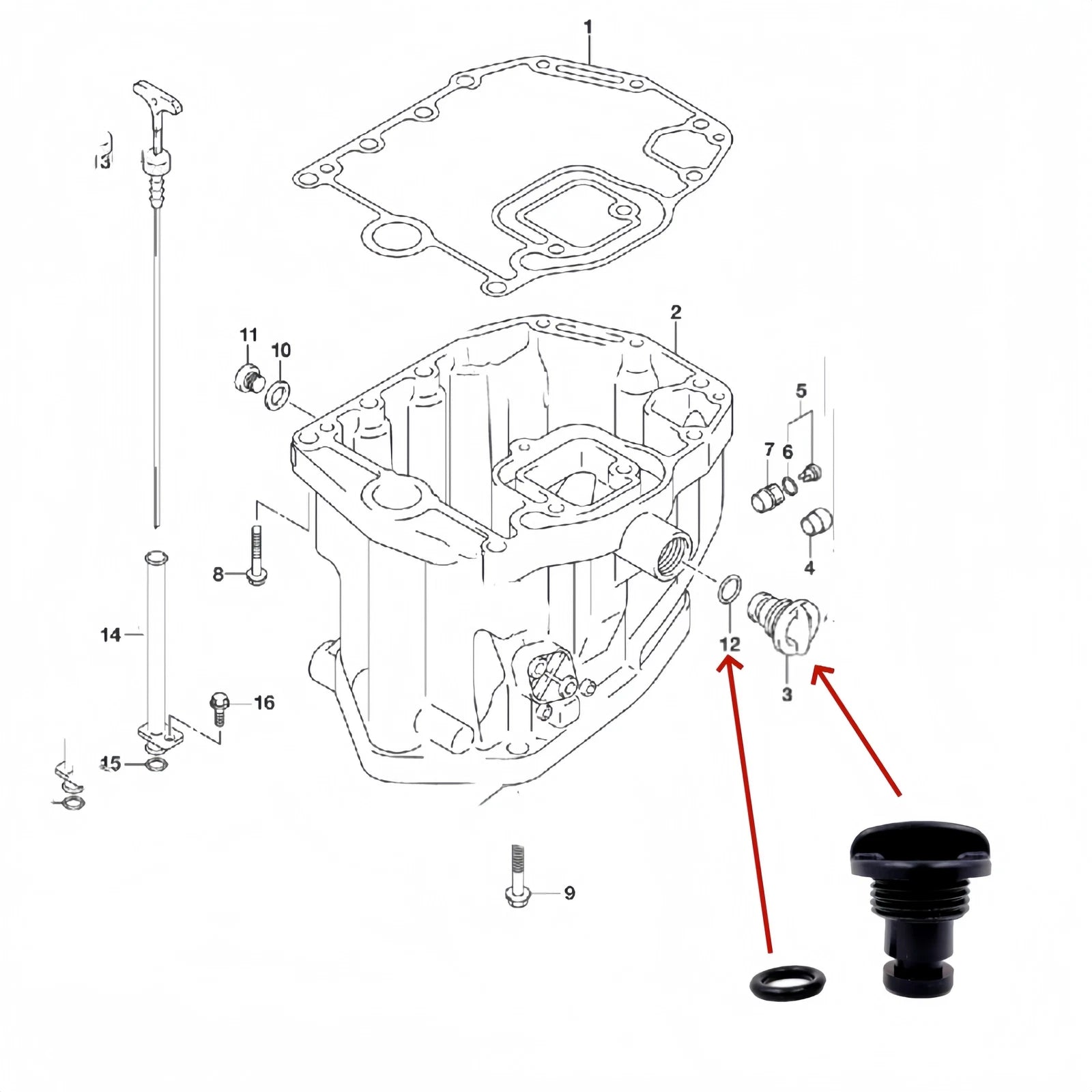 Flush Plug and Gasket for Suzuki Outboard (25-140 HP, 17913-99E12)