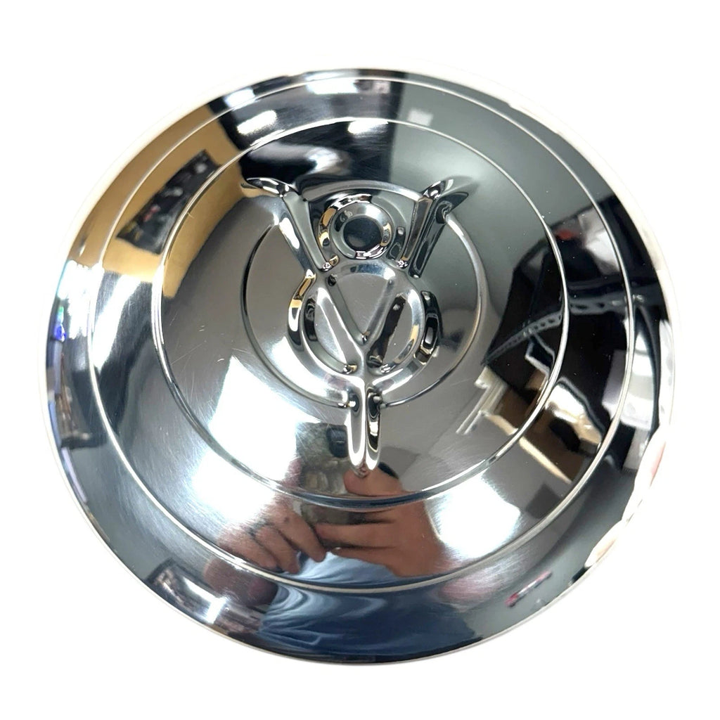 Set of 4 Polished Stainless Steel V8 Script Hubcaps for 1933 Ford (1933–1933)