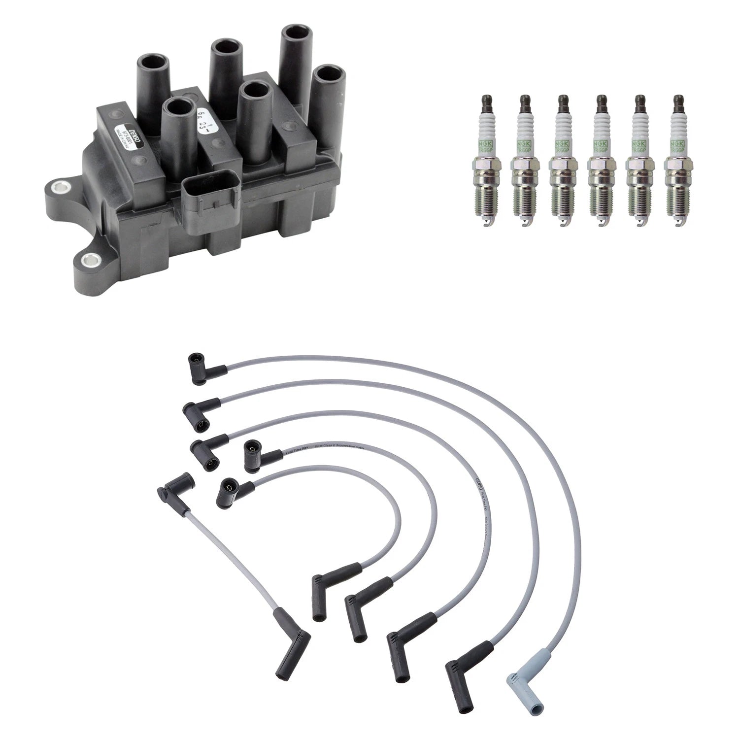 Denso Ignition Coil Wires & 6 NGK Platinum Spark Plugs Kit for Sable V6 (1996–2005)