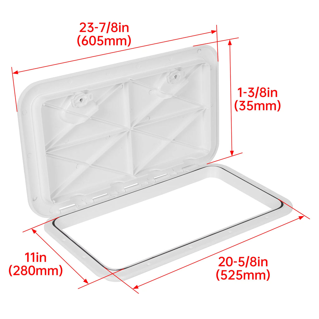24" x 14" White Marine Boat Deck Access Hatch & Lid