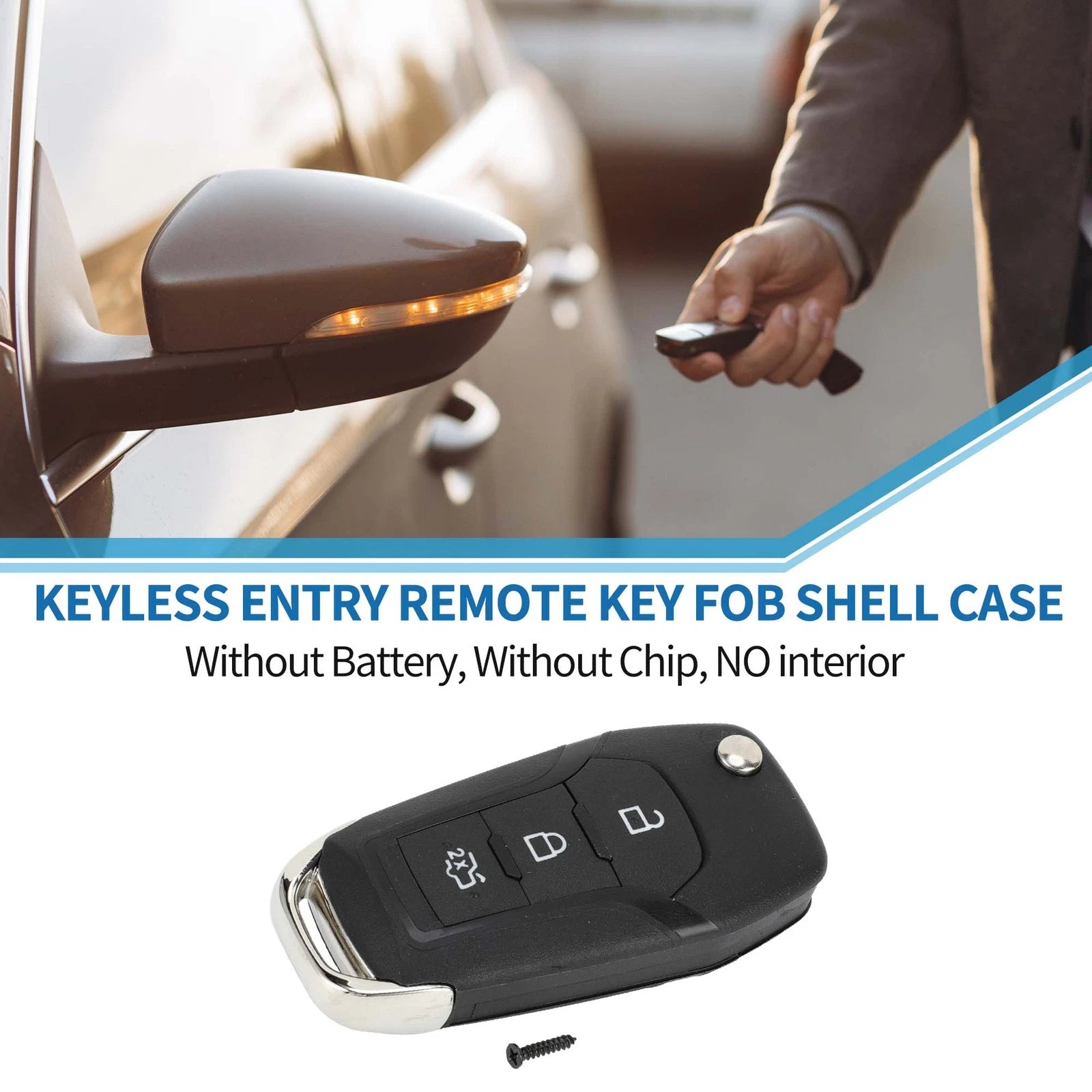 3 Buttons Keyless Entry Remote Key Shell Case for Ford Ka Fiesta Focus Transit (2000–2023)